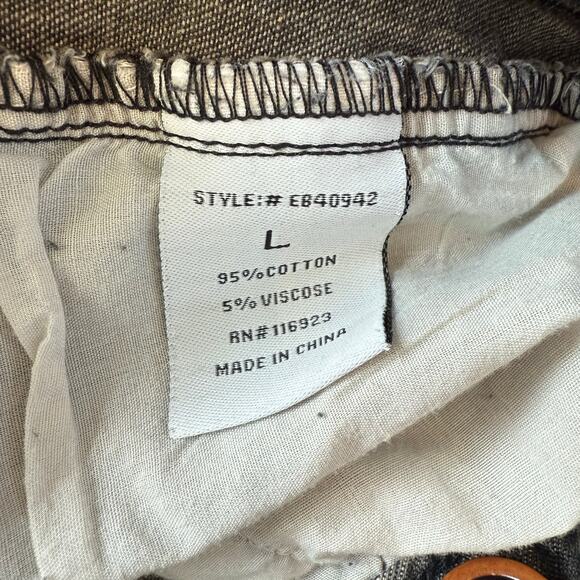 Easel Black Distressed Bandana Jeans Suspenders Overalls size Large - Picture 13 of 15